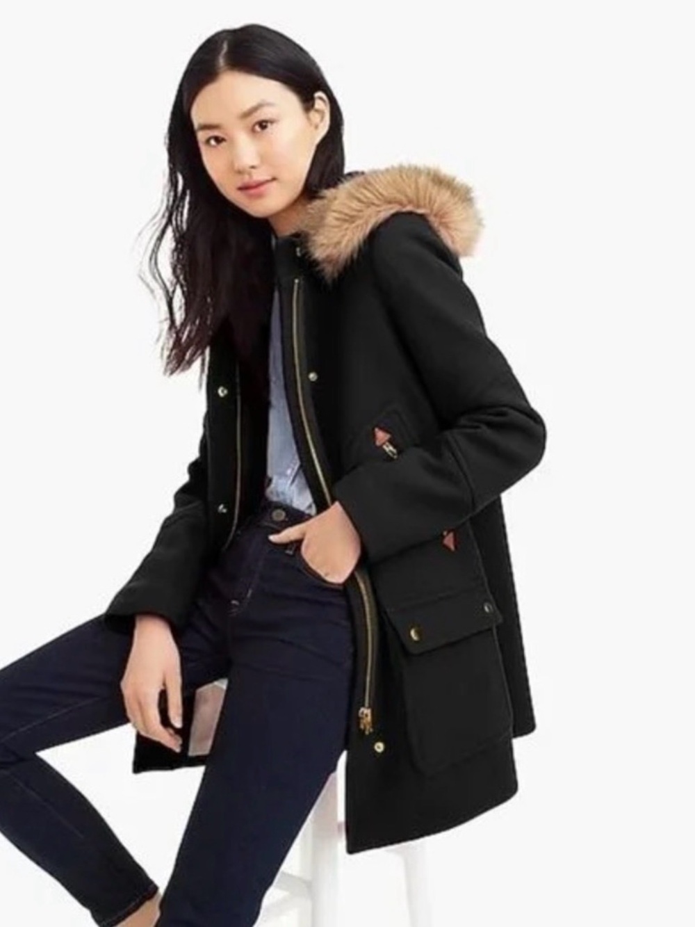 NWT J Crew Nello Gori Chateau Stadium
Cloth Fur Trim Wool Coat 18
